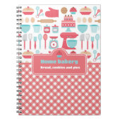 Niedliche Küche Thema Backen Red Gingham Notizblock (Vorderseite)