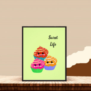 Niedliche Kuchen Fotodruck