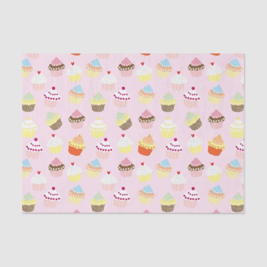 Niedliche Kuchen Muster Pastell Pink Seidenpapier (Vorderseite)