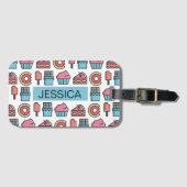 Niedliche Kuchen und Desserts Muster Personalisier Gepäckanhänger (Vorderseite (Horizontal))