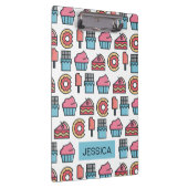 Niedliche Kuchen und Desserts Muster Personalisier Klemmbrett (Rechts)