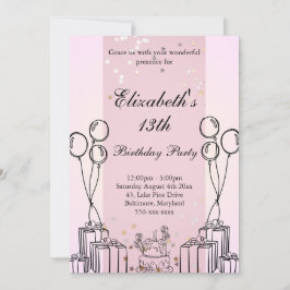 Niedliche Kuchengeschenke Geburtstag Thema monochr Einladung