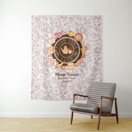 Niedliche Küchengeschirr Braunband Wandteppich (Beispiel)