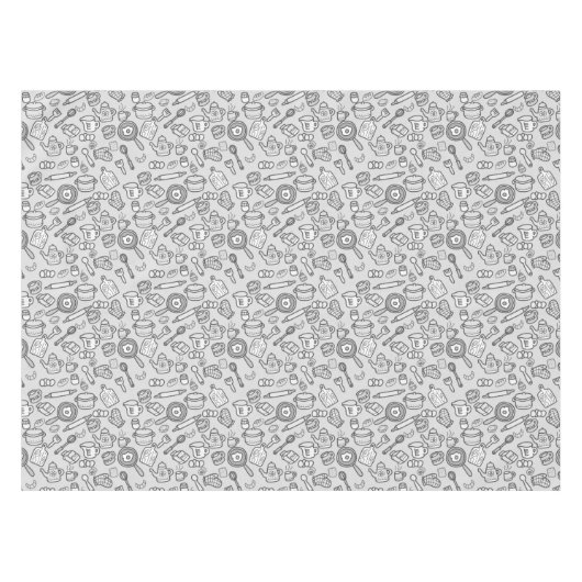 Niedliche Küchengeschirr Schwarz-weiß Tischdecke (Vorderseite (Horizontal))