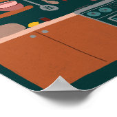 Niedliche Küchenschränke INDIVIDUELLE NAME Illustr Poster (Ecke)