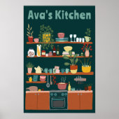 Niedliche Küchenschränke INDIVIDUELLE NAME Illustr Poster (Vorne)