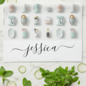 Niedliche Küchensymbole Geschirrtuch (Gefaltet)