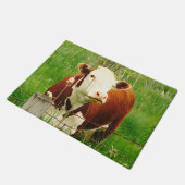 Niedliche kuddelige Kuh Braune Grasmatte Fußmatte (Schrägansicht)