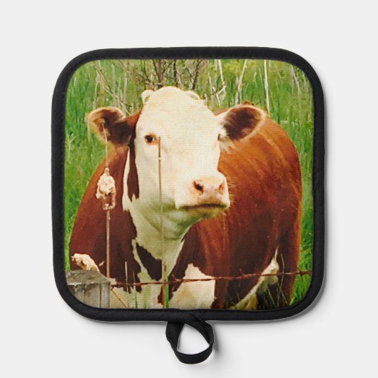 Niedliche Kuh 4Karey Oven Mitt und Pot Holder Topflappen (Vorderseite)