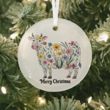 Niedliche Kuh, Aquarell-Wildblumen, Land, Blüten