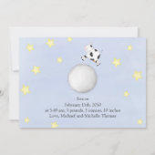 Niedliche Kuh aus Fotokollage sprang über den Mond Ankündigung (Rückseite)