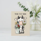 Niedliche Kuh-Blume hinzufügen Postkarte (Stehend Vorderseite)