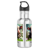 Niedliche Kuh Blumengarten Personalisierter Name K Edelstahlflasche (Rückseite)