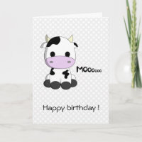 Niedliche Kuh Cartoon Kawaii Kindergeburtstag Kart