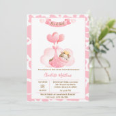 Niedliche Kuh Cloud Balloons Kinderdusche Einladun Einladung (Stehend Vorderseite)