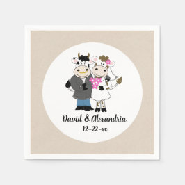Niedliche Kuh Couple Hochzeit Rustikales Land Serviette