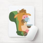 Niedliche Kuh des Cartoon und eine nette Cuppa Mou Mousepad (Mit Mouse)