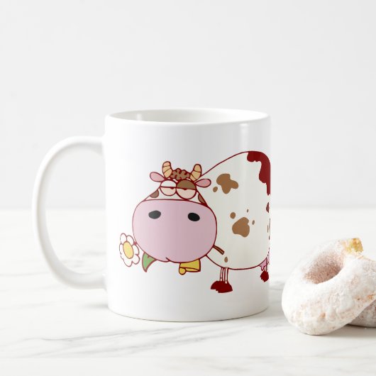 Niedliche Kuh Design Farm Leben Rinder Lover Gesch Kaffeetasse (Mit Donut)