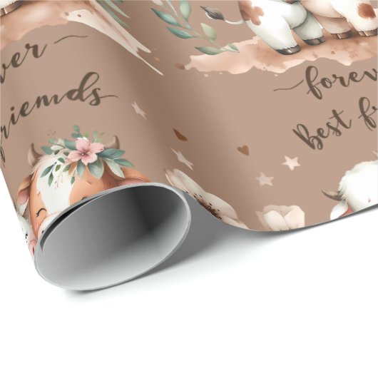 Niedliche Kuh Die besten Freunde Umarmung Kunst un Geschenkpapier (Rolleneckpunkt)