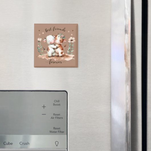 Niedliche Kuh Die besten Freunde Umarmung Kunst un Magnet (In Situ (Kühlschrank))
