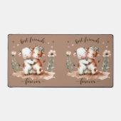 Niedliche Kuh Die besten Freunde Umarmung Kunst un Schreibtischunterlage (Vorderseite)