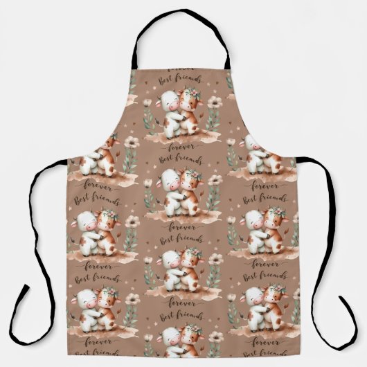 Niedliche Kuh Die besten Freunde Umarmung Kunst un Schürze (Vorderseite)