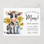 Niedliche Kuh, die wir umgezogen haben Ankündigungspostkarte (Vorderseite)