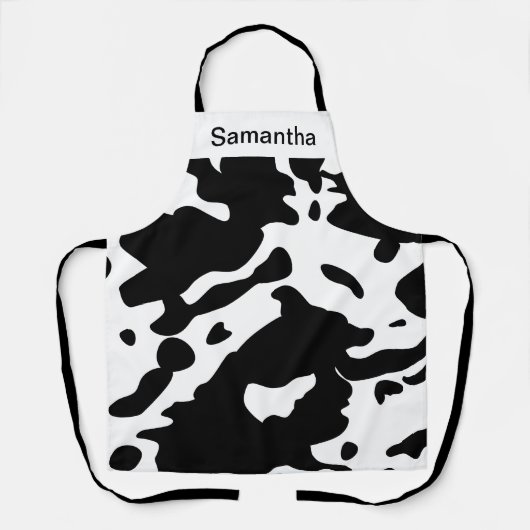 Niedliche Kuh Druckfarbe Schwarzweiß benutzerdefin Schürze (Vorderseite)