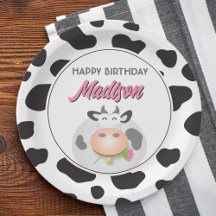 Niedliche Kuh Farm Themed Cow Print Happy Birthday