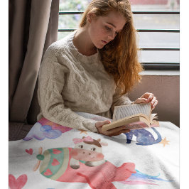 Niedliche Kuh, Flugzeug, Katzen, Mond, Whimsikum,  Fleecedecke