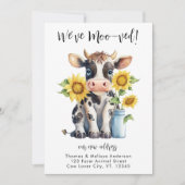 Niedliche Kuh Funny, wir haben mooved neue Adresse Ankündigung (Vorderseite)