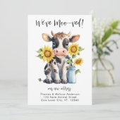Niedliche Kuh Funny, wir haben mooved neue Adresse Ankündigung (Stehend Vorderseite)