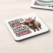 Niedliche Kuh Gabe Farm Leben nur ein Mädchen High Getränkeuntersetzer (Linke Seite)