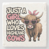 Niedliche Kuh Gabe Farm Leben nur ein Mädchen High Steinuntersetzer (Vorderseite)