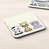 Niedliche Kuh-Giraffe Hippo-Cartoon Untersetzer (Linke Seite)