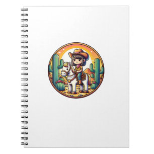 Niedliche Kuh Girl Reiten Cowgirl Sunset Rider _5 Notizblock