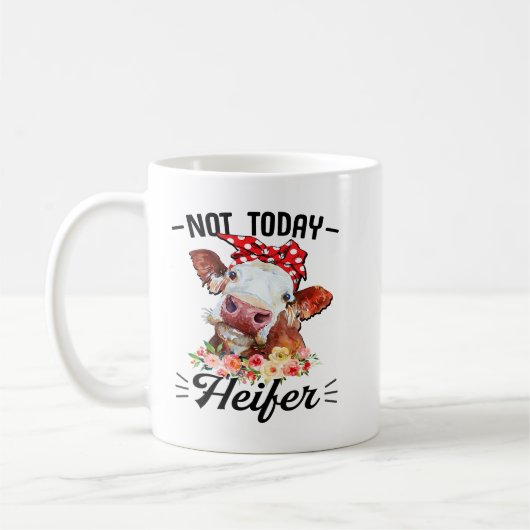 Niedliche Kuh heute Heifer Floral Geschenk für Bau Kaffeetasse (Links)