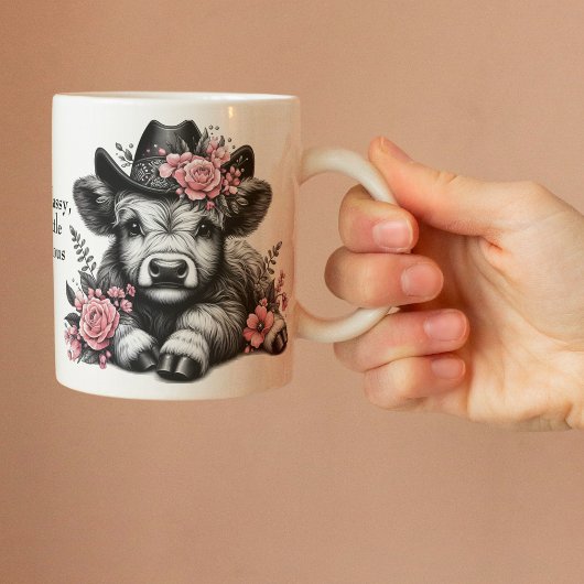 Niedliche Kuh-Hühnerkuh mit Text Kaffeetasse