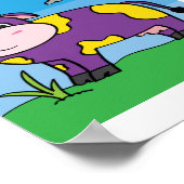 Niedliche Kuh-Illustration Kids Farm Animal Art Po Poster (Ecke)