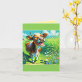 Niedliche Kuh Illustration Mooo-chas Gracias Viele Karte (Gelbe Blume)