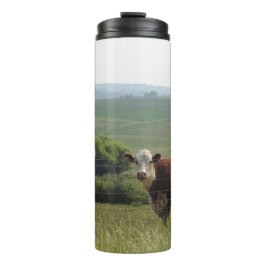 Niedliche Kuh im Betrieb Thermosbecher