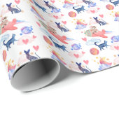 Niedliche Kuh im Flugzeug, Raumfahrt, Katzen, Mond Geschenkpapier (Rolleneckpunkt)