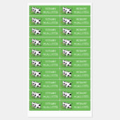 Niedliche Kuh im grünen Cartoon personalisiert Etiketten (Blatt)