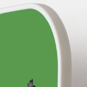 Niedliche Kuh im grünen Cartoon personalisiert Pickleball Schläger (Linke Seite)