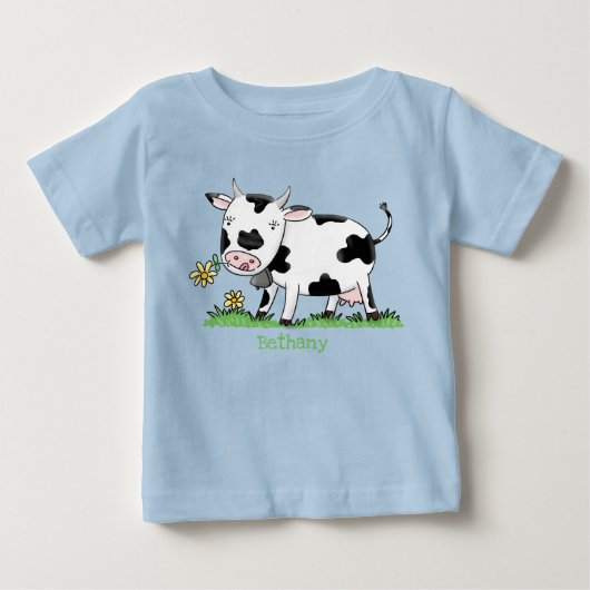 Niedliche Kuh in Cartoon-Abbildung Baby T-shirt (Vorderseite)