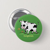 Niedliche Kuh in Cartoon-Abbildung Button (Vorne & Hinten)