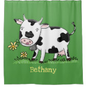 Niedliche Kuh in Cartoon-Abbildung Duschvorhang (Vorderseite)