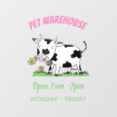 Niedliche Kuh in Cartoon-Abbildung Fensteraufkleber (Blatt)