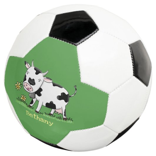 Niedliche Kuh in Cartoon-Abbildung Fußball (Dreiviertel)