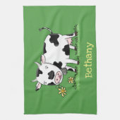 Niedliche Kuh in Cartoon-Abbildung Geschirrtuch (Vertikal)